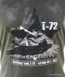 Tričko s viacfarebnou potlačou "tank T-72" - OLIVOVÉ