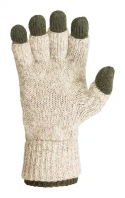 M-Tramp pletené rukavice DOUBLE, set - OLIVA / BEŽOVÝ MELÍR