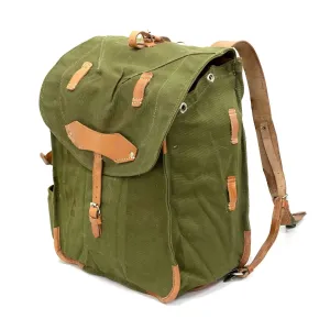 Rumunský plátený batoh s koženými popruhmi, použitý