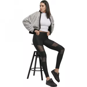 Urban Classics Ladies Tech Mesh Rib Leggings - ČIERNA