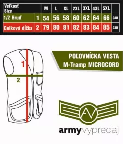 M-Tramp poľovnícka vesta - MICROCORD, poľovnícka olivovo hnedá