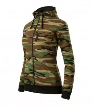 CAMO ZIPPER dámska maskáčová mikina s kapucňou