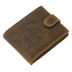 GreenDeed lovecká kožená peňaženka, poľovnícky motív medveď
