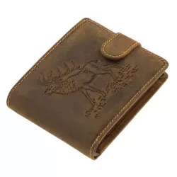 GreenDeed lovecká kožená peňaženka, poľovnícky motív jeleň