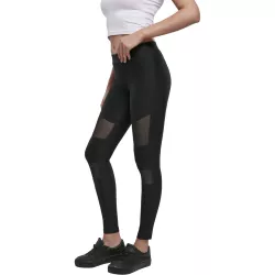 Urban Classics Ladies Tech Mesh Rib Leggings - ČIERNA