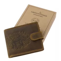 GreenDeed lovecká kožená peňaženka, poľovnícky motív medveď