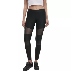 Urban Classics Ladies Tech Mesh Rib Leggings - ČIERNA