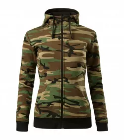 CAMO ZIPPER dámska maskáčová mikina s kapucňou