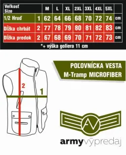 M-Tramp poľovnícka vesta - MICROFIBER, poľovnícka OLIVOVÁ