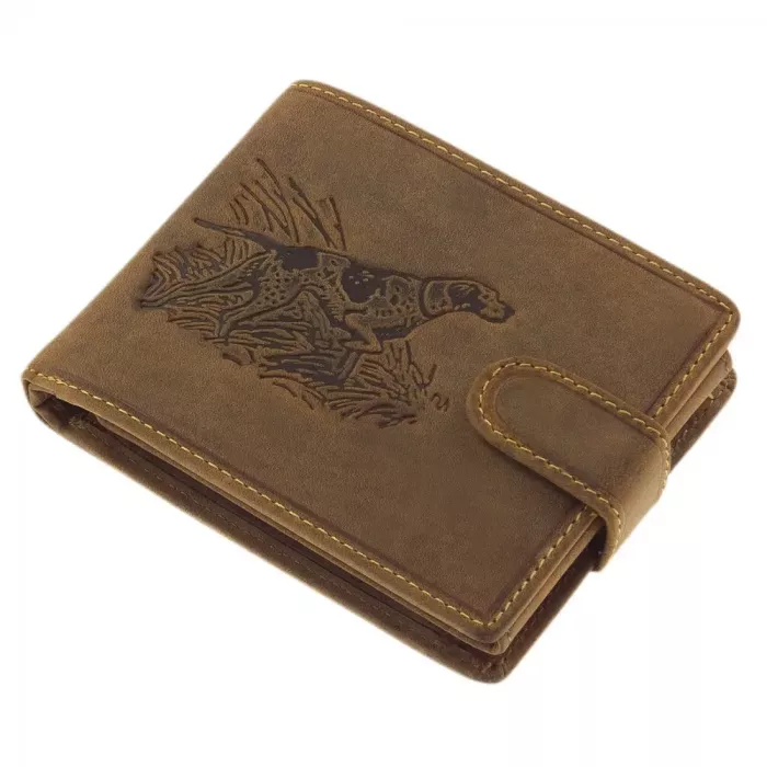 GreenDeed lovecká kožená peňaženka, poľovnícky motív pes
