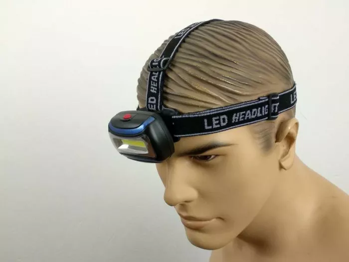 COB led čelovka, 3 funkcie, elastický trojpruh